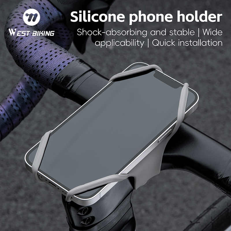 Phone Mount Handlebar - WEST BIKING Universelle Silikon-Fahrrad-Handyhalterung Stoßfeste Lenkerhalterung