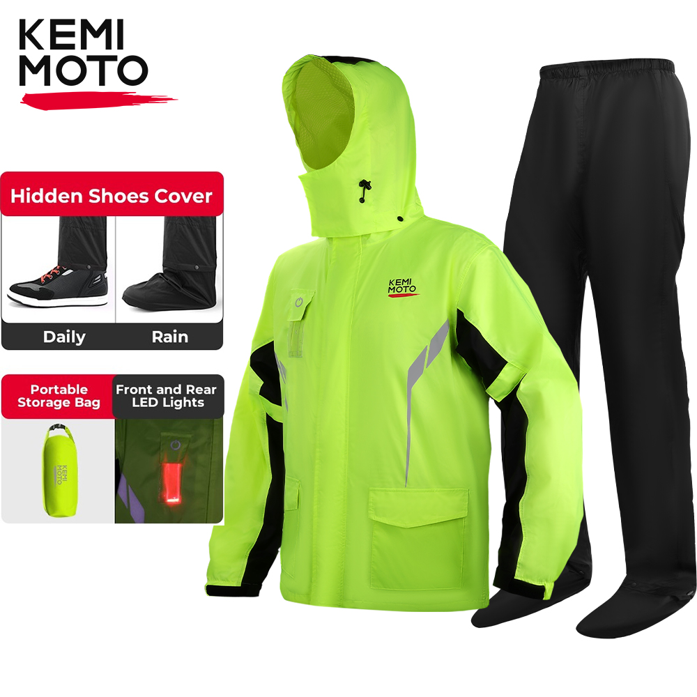Motorcycle Gear Jacket And Pants - KEMIMOTO Unisex wasserdichtes Regenmantel-Set mit Hose,