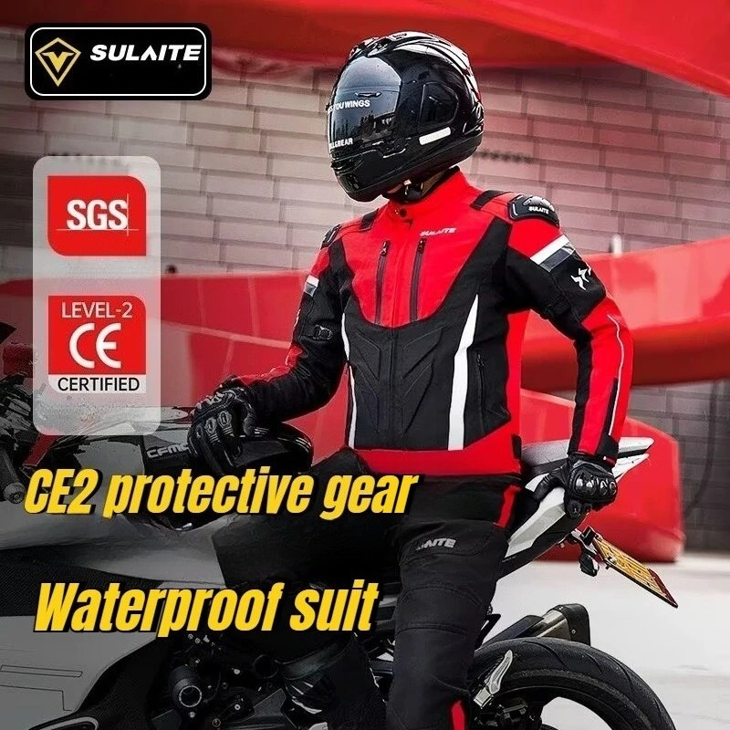 Motorcycle Gear Jacket And Pants - SULAITE Winter Motorrad-Jacken-Hosen-Set, CE-Zertifiziert 2-in-1 Abnehmbares
