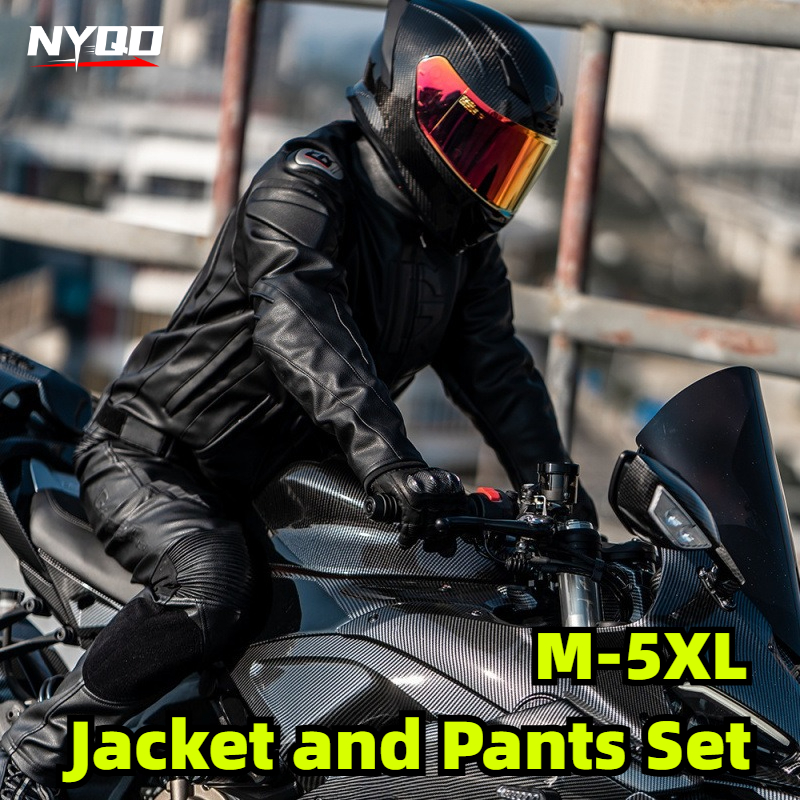 Motorcycle Gear Jacket And Pants - Winter-Motorrad-Rennanzug Lederjacke und Hosen-Set für Herren