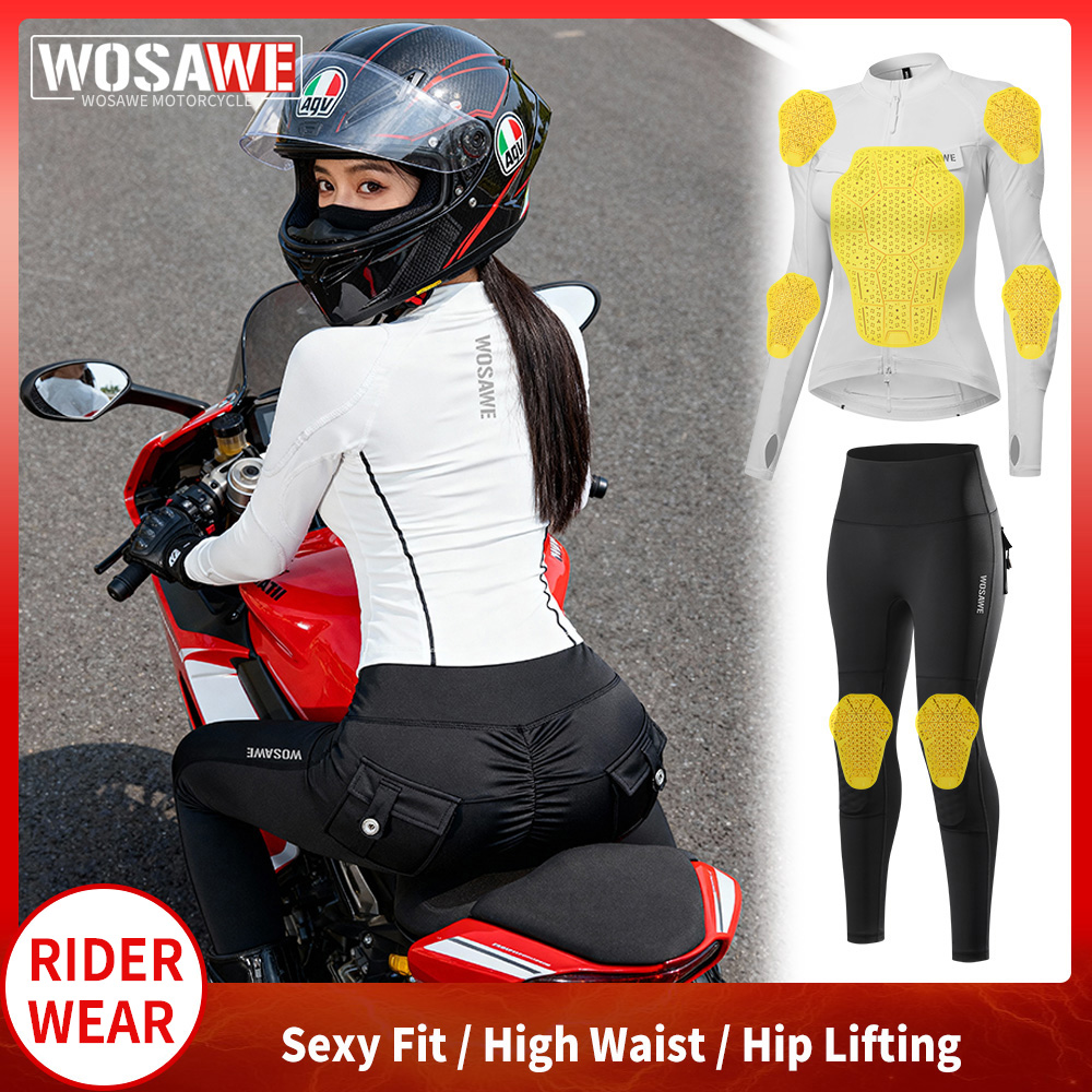 Motorcycle Gear Jacket And Pants - WOSAWE Damen Motorradjacke und Hosen-Set mit