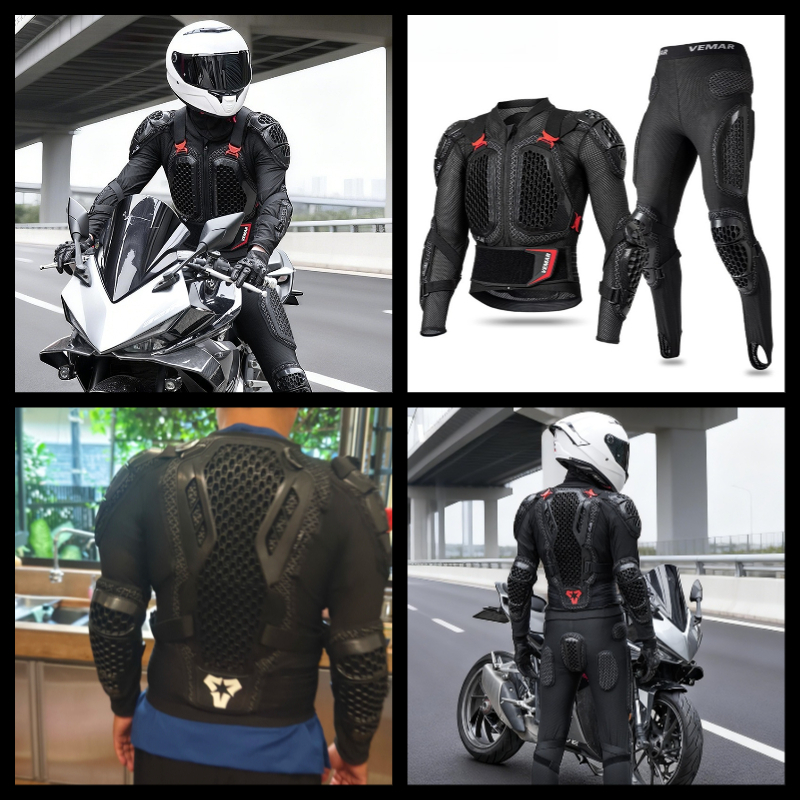 Motorcycle Gear Jacket And Pants - S-5XL CE-zertifizierte Motorrad-Schutzhose Stoßfeste Sturzschutz-Körperpanzerjacke Offroad-Motocross-Schutzausrüstung