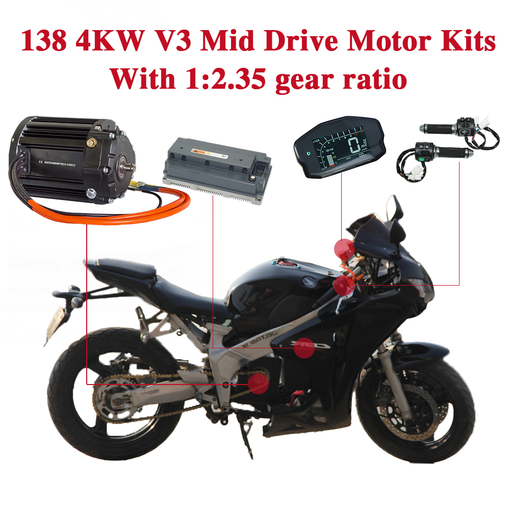 4000W Mittelmotor-Kit mit 1:2. – Motorcycle Gear Ratings Bewertung und Preis